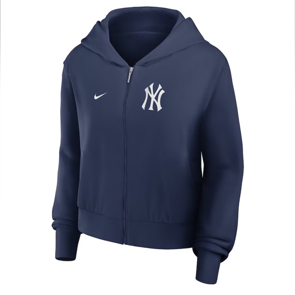 New York Yankees Nike Cropped Chill Full - Zip Hoodie - Picture 2 of 9